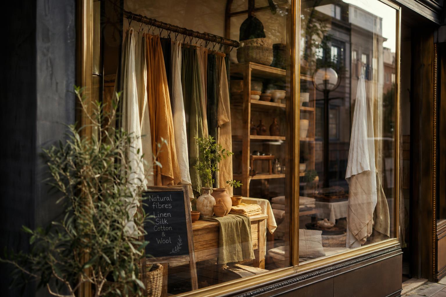 Vitrine, drapé textile