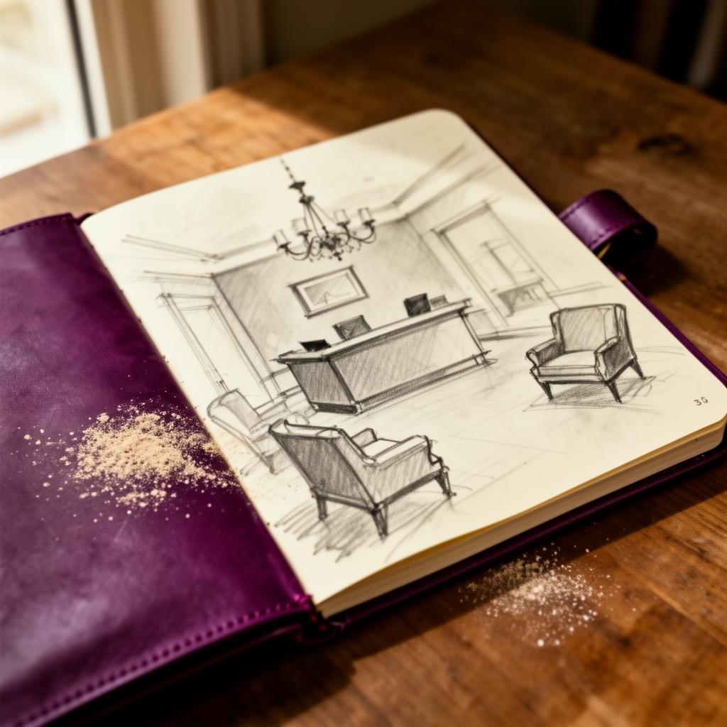 Hall d'hôtel, croquis au crayon